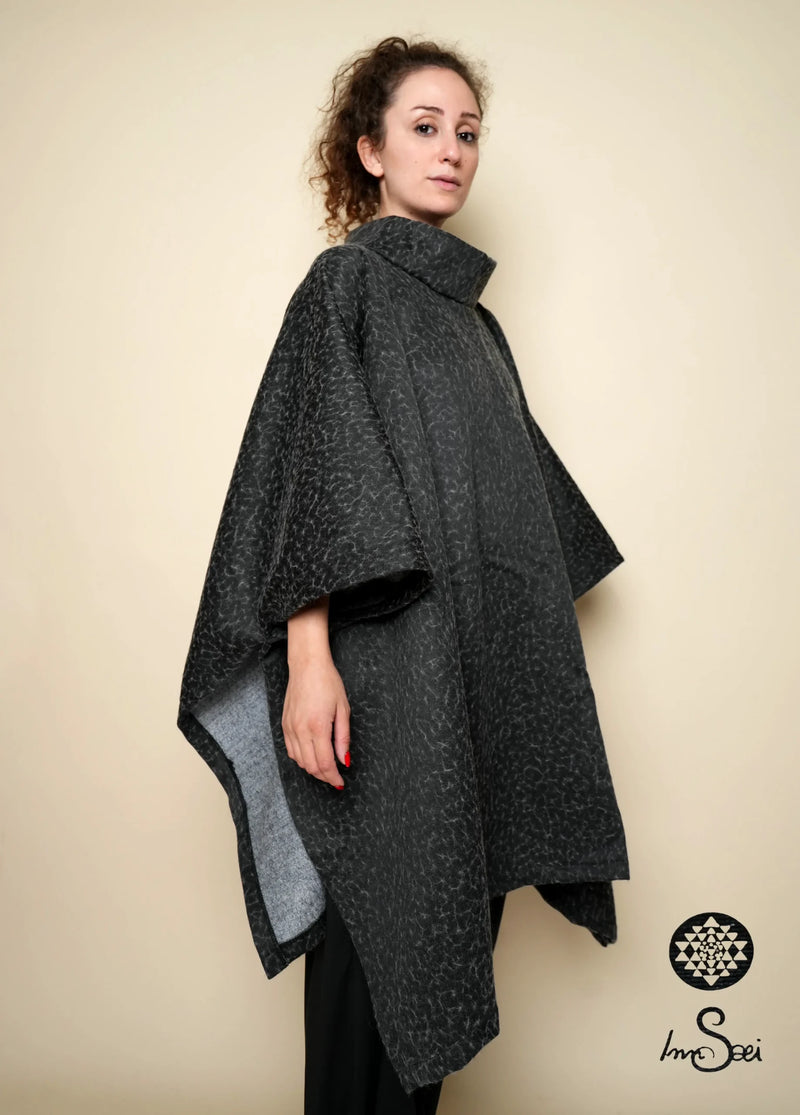 High Neck Poncho Velvet