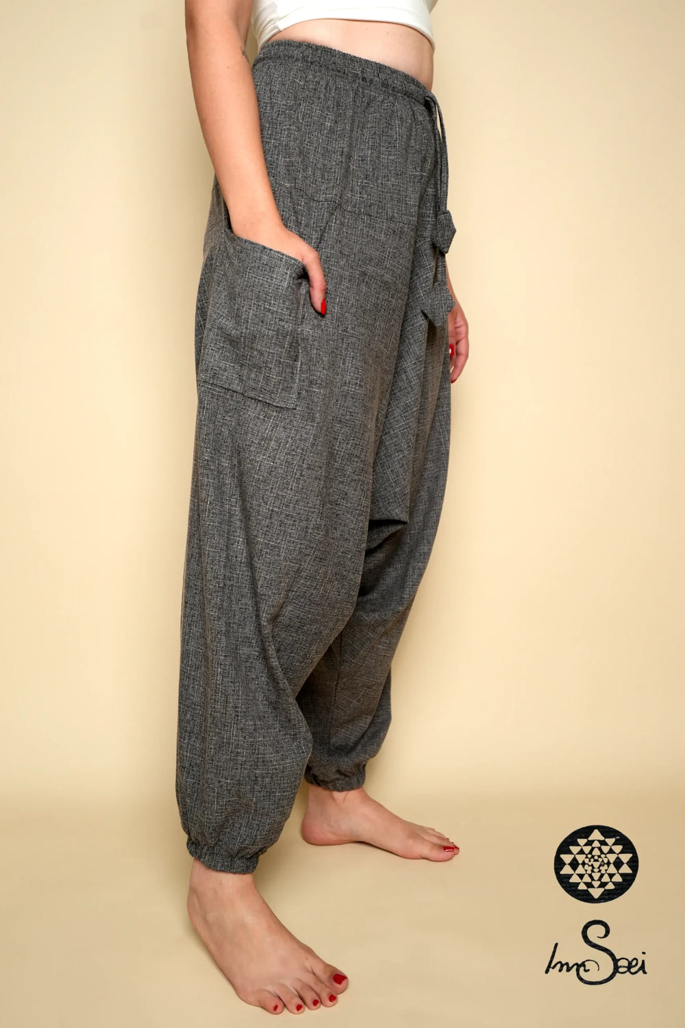 Grey Linen M.wns Harem Pants