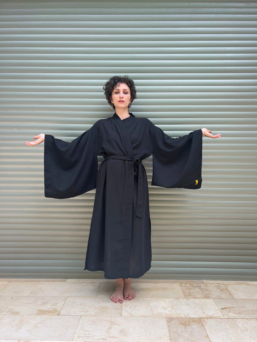 Linen Black Kimono