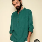 Shirt Linen Buttoned Green