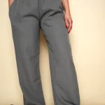 Gabardine Pants Wide Leg Light Grey