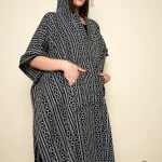 Serenity Poncho Pure Cotton-Arabic Design Fabric