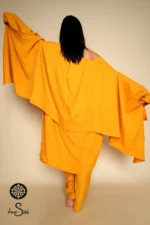 Mustard Linen Shawl V Cardigan - Image 4