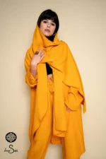 Mustard Linen Shawl V Cardigan - Image 5