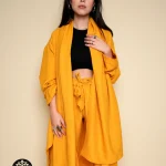 Mustard Linen Shawl V Cardigan