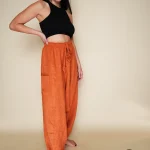 Orange Linen Harem Pants