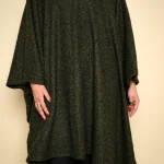 Olive High Neck Pure Cotton Poncho