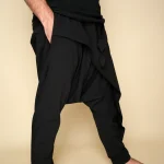 Black Single Ply Cotton Harem Pants