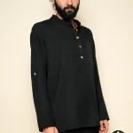 Black Shirt Linen Buttoned