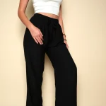 Black Linen Wide Leg Pants