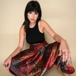 Red Silk Printed Harem Pants