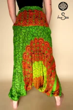 Green Cotton Printed Harem Pants - Image 2