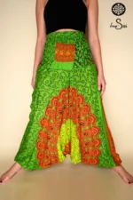 Green Cotton Printed Harem Pants