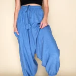 Sky Blue Linen Harem Pants
