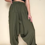 Peaceful Olive Linen Harem Pants
