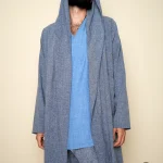 Linen M.wns Blue V-Cardigan