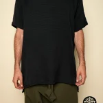T-Shirt linen V neck Black