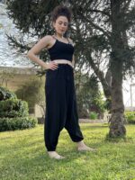 Black Linen unisex Harem Pants - Image 3