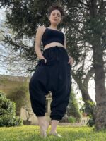 Black Linen unisex Harem Pants