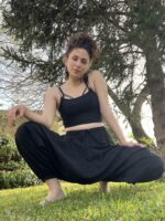 Black Linen unisex Harem Pants - Image 4