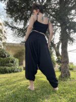 Black Linen unisex Harem Pants - Image 2